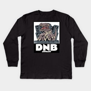 DNB - Junglist T-Rex Dj (white) Kids Long Sleeve T-Shirt